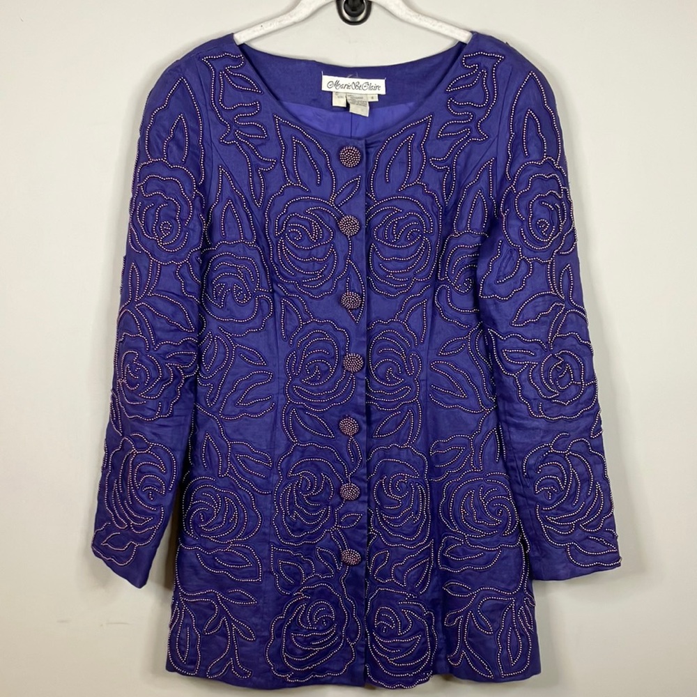 Marie St. Claire vintage purple beaded jacket